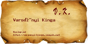 Varsányi Kinga névjegykártya