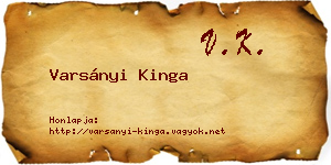 Varsányi Kinga névjegykártya